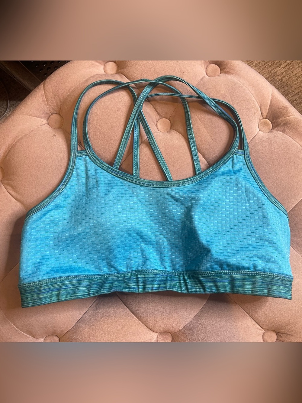 SO Teal Strappy Athletic Sports Bra